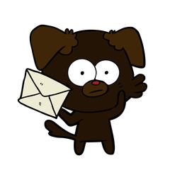 nervous dog cartoon with letter