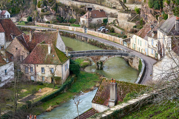 Fototapeta na wymiar Pont Pinard In Medieval Town of Semur en Auxois Near River L'armançon, Burgundy, France