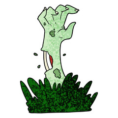 cartoon zombie rising from grave