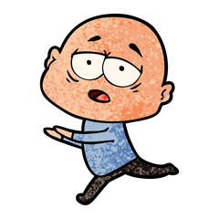 cartoon tired bald man