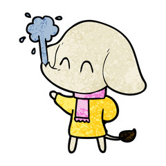 cute cartoon elephant spouting water