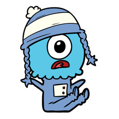 cartoon cyclops alien spaceman