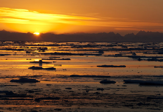 Midnight Sun in the Arctic Ocean