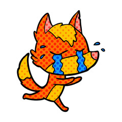 sad little fox cartoon character
