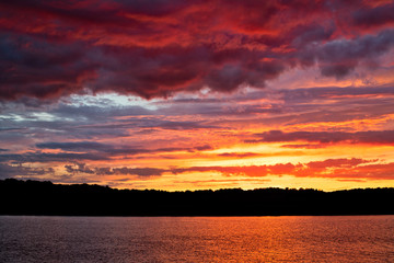 Fototapeta na wymiar Colorful Sunset over the Patuxent River in Lower Marlboro, Calvert County, Maryland, USA
