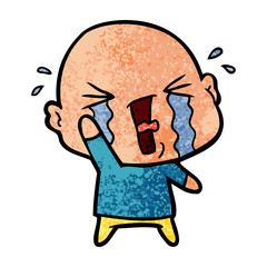 cartoon crying bald man