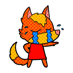 sad little fox cartoon character