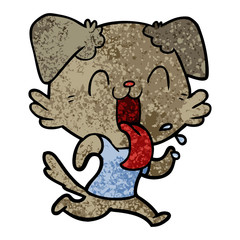 cartoon panting dog running