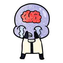 cartoon big brain alien crying