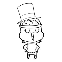 happy cartoon robot wearing top hat