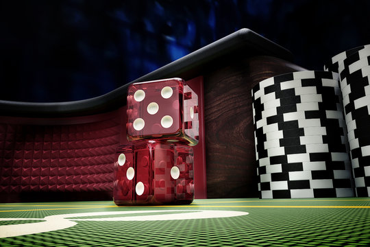 dices throw on craps casino table