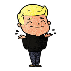 happy cartoon man shrugging