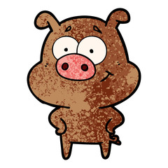 happy cartoon pig