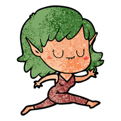 happy cartoon elf girl running