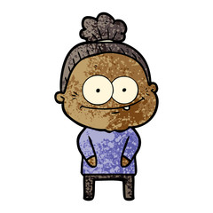 cartoon happy old woman