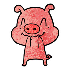 nervous cartoon pig