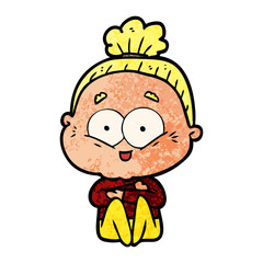 cartoon happy old woman