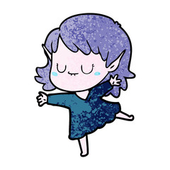 happy cartoon elf girl wearing dress