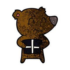 bear cartoon character with present