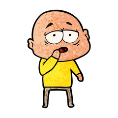 cartoon tired bald man
