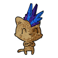cartoon happy cat punk