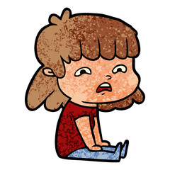 cartoon worried woman