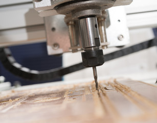 Milling machine working on steel detail.CNC milling machine working, Cutting metalwork process