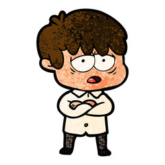 cartoon exhausted boy