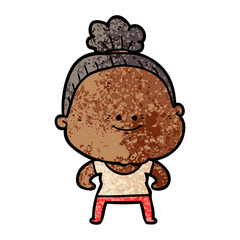 cartoon happy old woman