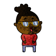 cartoon happy woman wearing spectacles