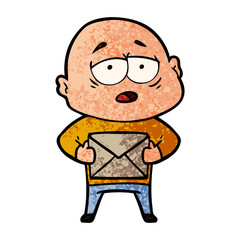 cartoon tired bald man