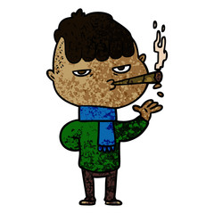 cartoon man smoking