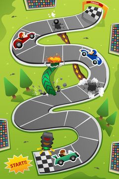 Car Racing Board Game Illustration