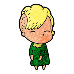 cartoon squinting girl