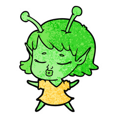 cute alien girl cartoon