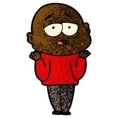 cartoon tired bald man