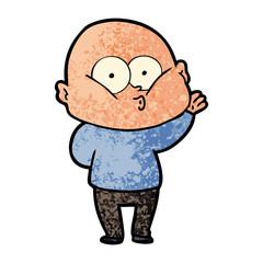 cartoon bald man staring