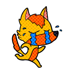 sad little fox cartoon character