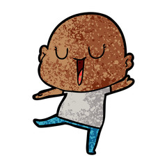 happy cartoon bald man
