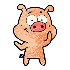 happy cartoon pig