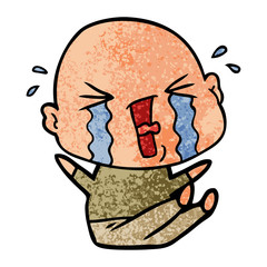 cartoon crying bald man