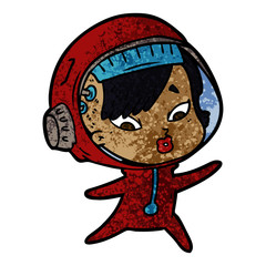 cartoon astronaut woman