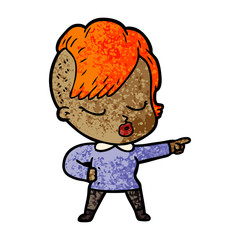 cartoon pretty hipster girl