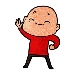 happy cartoon bald man