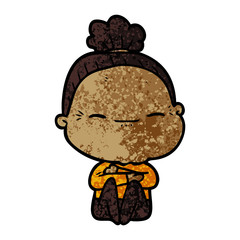 cartoon peaceful old woman