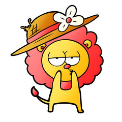 cartoon lion wearing hat