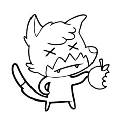 cartoon dead fox with apple