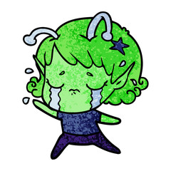 cartoon crying alien girl
