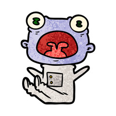 cartoon weird alien shouting