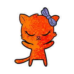Obraz na płótnie Canvas cute cartoon cat with bow